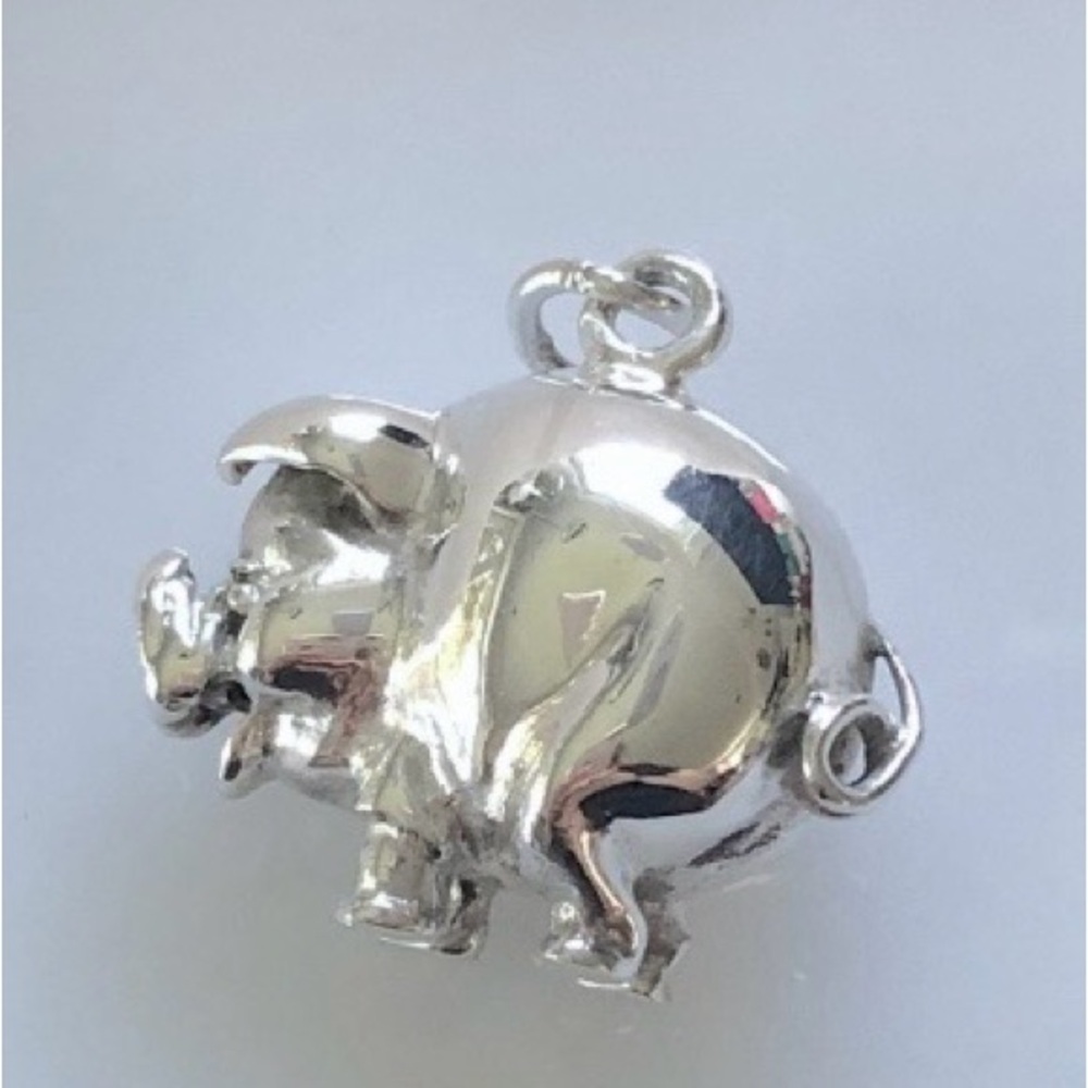 Sterling Silver .925 Laughing Pig Charm Excellent Condition Farm 
Whimsical